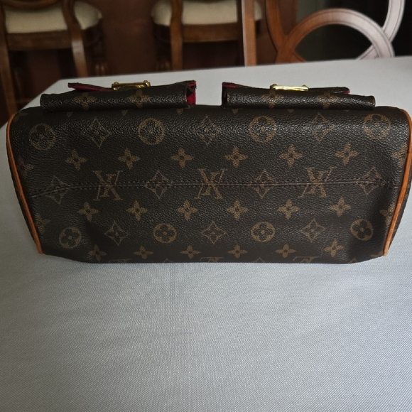 New Brown & Tan Top Handle Bag with Gold Accents - Picture 5 of 13